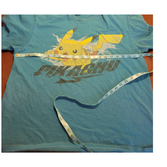 VINTAGE Pokemon Teal Blue Pikachu Graphic Crew Neck T-Shirt Women's Size XL - Picture 3 of 9